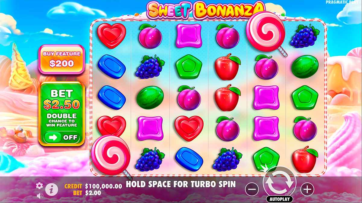 Інтерфейс ігрового автомата Sweet Bonanza